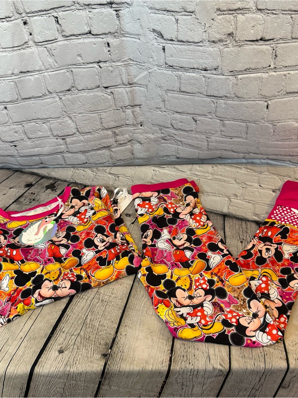 Sugar Swan Mickey and Minnie Bamboo Pajama Set